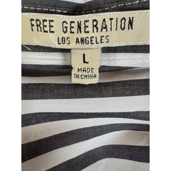 Striped Button-Up Shirt With Corset Detail By Free Generation - Large - Picture 5 of 16